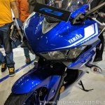 2018 Yamaha YZF-R3 Blue headlamps at 2018 Auto Expo