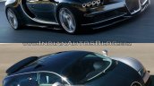 Bugatti Chiron vs. Bugatti Veyron front three quarters in motion