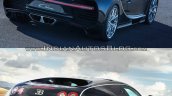 Bugatti Chiron vs. Bugatti Veyron rear three quarters right side